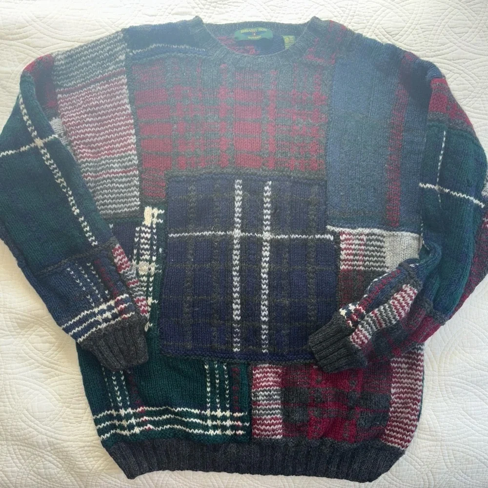 Woolmark Patchwork Vintage Sweater  XL